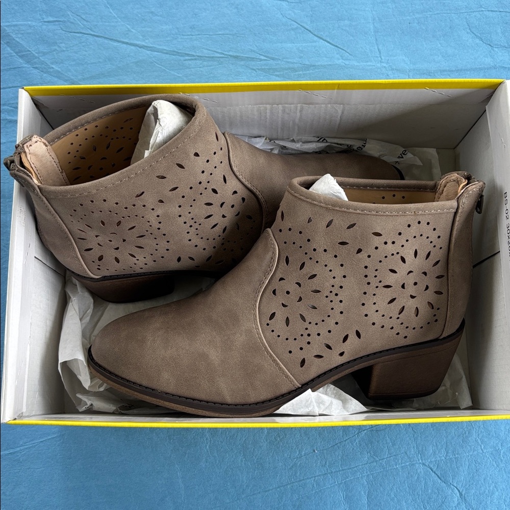 Brown Ankle Boots with Cutout Design